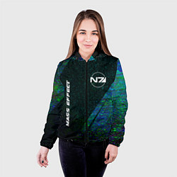 Куртка с капюшоном женская Mass Effect glitch blue, цвет: 3D-черный — фото 2