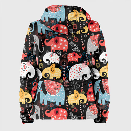 Женская куртка Разноцветные слоны узор / 3D-Черный – фото 2