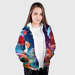 Куртка с капюшоном женская Planet chupa chups - neon glow, цвет: 3D-белый — фото 2