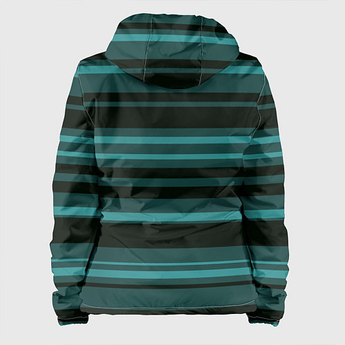 Женская куртка Тёмно-бирюзовый полосами / 3D-Черный – фото 2