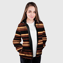 Куртка с капюшоном женская Полосатый коричневый, цвет: 3D-черный — фото 2