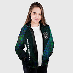 Куртка с капюшоном женская Leicester City glitch blue, цвет: 3D-черный — фото 2