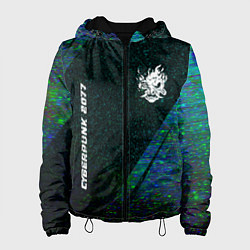 Куртка с капюшоном женская Cyberpunk 2077 glitch blue, цвет: 3D-черный