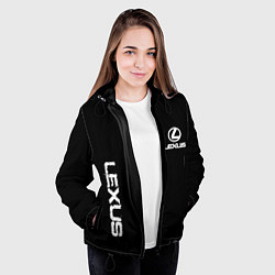Куртка с капюшоном женская Lexus white logo auto, цвет: 3D-черный — фото 2