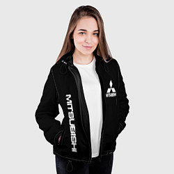 Куртка с капюшоном женская Mitsubishi logo white auto, цвет: 3D-черный — фото 2