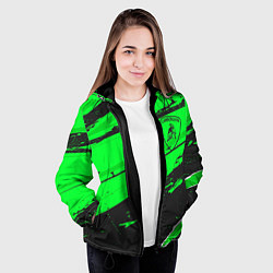 Куртка с капюшоном женская Lamborghini sport green, цвет: 3D-черный — фото 2