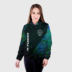 Куртка с капюшоном женская In Flames glitch blue, цвет: 3D-черный — фото 2