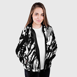 Куртка с капюшоном женская Чёрно-белая абстракция: нейросеть, цвет: 3D-черный — фото 2