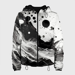 Женская куртка Чёрно-белая абстракция - кляксы