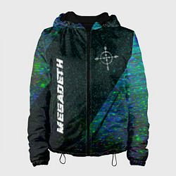 Куртка с капюшоном женская Megadeth glitch blue, цвет: 3D-черный