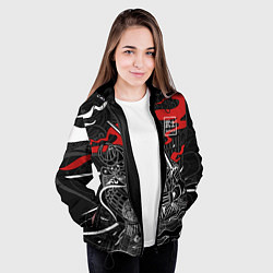 Куртка с капюшоном женская Тень война - самурай, цвет: 3D-черный — фото 2