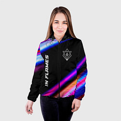 Куртка с капюшоном женская In Flames neon rock lights, цвет: 3D-черный — фото 2