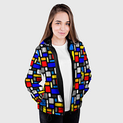 Куртка с капюшоном женская Абстракция цветных прямоугольников Пит Мондриан, цвет: 3D-черный — фото 2