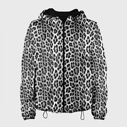 Куртка с капюшоном женская Черно-белая шкура леопарда, цвет: 3D-черный