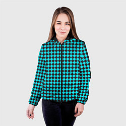 Куртка с капюшоном женская Паттерн клеточка, цвет: 3D-черный — фото 2