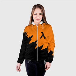 Куртка с капюшоном женская Half life чёрно оранжевый, цвет: 3D-белый — фото 2