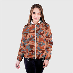 Куртка с капюшоном женская Камуфляж птицы, цвет: 3D-белый — фото 2