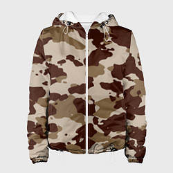 Куртка с капюшоном женская Коричневый камуфляж текстура, цвет: 3D-белый