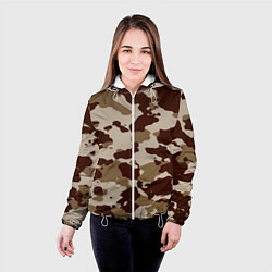 Куртка с капюшоном женская Коричневый камуфляж текстура, цвет: 3D-белый — фото 2