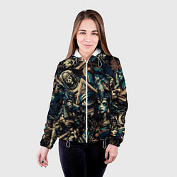 Куртка с капюшоном женская Фараон Клеопатра Анубис и пирамиды, цвет: 3D-белый — фото 2