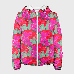 Женская куртка Красные синие желтые цветы лилии