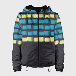Женская куртка Голубые и мятные квадраты на темном