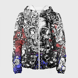 Женская куртка Череп и скелеты на фоне флага России