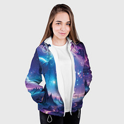 Куртка с капюшоном женская Звездный город в космосе, цвет: 3D-белый — фото 2