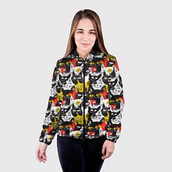 Куртка с капюшоном женская Прикольные коты, цвет: 3D-черный — фото 2