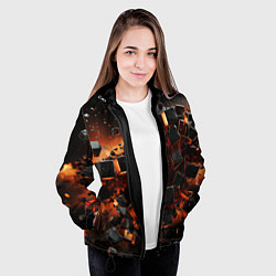 Куртка с капюшоном женская Черные кубики во взрыве абстракции, цвет: 3D-черный — фото 2
