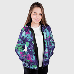 Куртка с капюшоном женская Абстрактный фон со спортивным узором, цвет: 3D-черный — фото 2