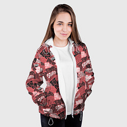 Куртка с капюшоном женская Полный придурок - паттерн с надписями, цвет: 3D-белый — фото 2