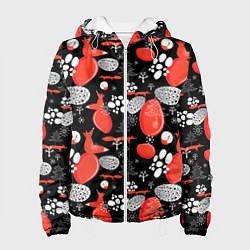 Куртка с капюшоном женская Лисицы паттерн цветной, цвет: 3D-белый