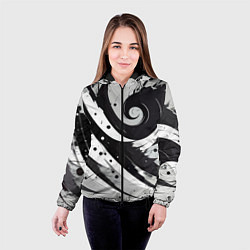 Куртка с капюшоном женская Экспрессивная абстракция - нейроарт, цвет: 3D-черный — фото 2