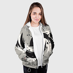 Куртка с капюшоном женская Инь-янь абстракция - нейроарт, цвет: 3D-белый — фото 2