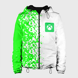 Куртка с капюшоном женская Xbox кислотные зеленые краски, цвет: 3D-черный