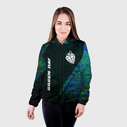 Куртка с капюшоном женская Green Day glitch blue, цвет: 3D-черный — фото 2