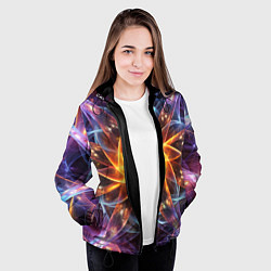 Куртка с капюшоном женская Закрученная абстракция, цвет: 3D-черный — фото 2