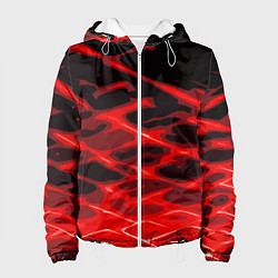 Женская куртка Красные абстрактные полосы на чёрном фоне