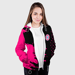 Куртка с капюшоном женская Бавария Мюнхен краски, цвет: 3D-белый — фото 2