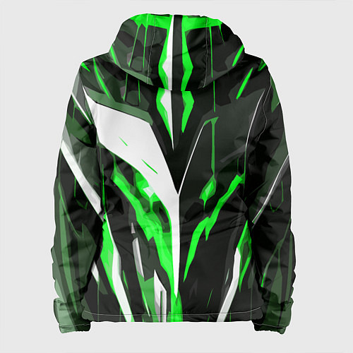 Женская куртка Зелёно-белая абстракция и чёрный фон / 3D-Белый – фото 2