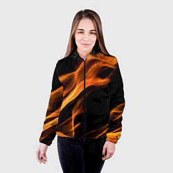Куртка с капюшоном женская Языки пламени текстура, цвет: 3D-черный — фото 2
