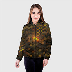Куртка с капюшоном женская Светящиеся коричневый соты - тепловая энергия, цвет: 3D-черный — фото 2