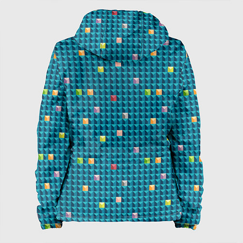 Женская куртка Синяя мозаика с цветными деталями / 3D-Белый – фото 2