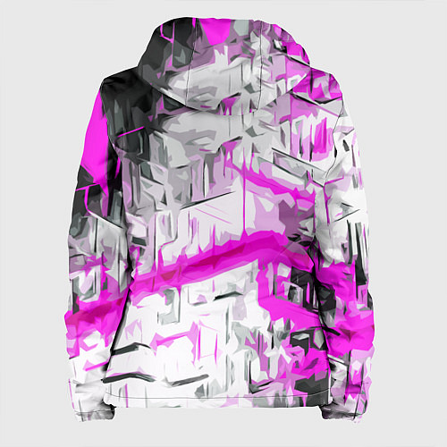 Женская куртка Бело-розовая абстракция на чёрном фоне / 3D-Белый – фото 2