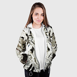 Куртка с капюшоном женская Black and white abstraction, цвет: 3D-белый — фото 2