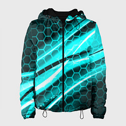 Куртка с капюшоном женская Неоновая броня абстракция, цвет: 3D-черный