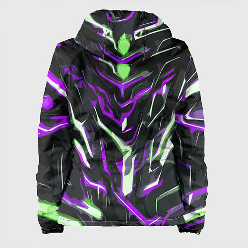 Женская куртка Фиолетово-белые абстрактные линии на чёрном фоне / 3D-Белый – фото 2