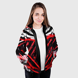 Куртка с капюшоном женская Red and white abstraction on a black background, цвет: 3D-черный — фото 2