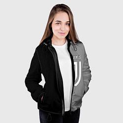 Куртка с капюшоном женская Ювентус геометрия, цвет: 3D-черный — фото 2